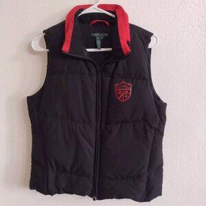 Lauren Active Ralph Lauren 80% Down Black Red Puffer Vest Womens M